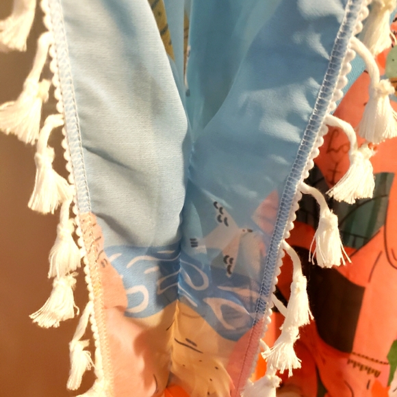 Beach Cover Tassles Beach Girl Print Arm Holes Woman Boho Gypsy Party NWOT - Picture 6 of 9